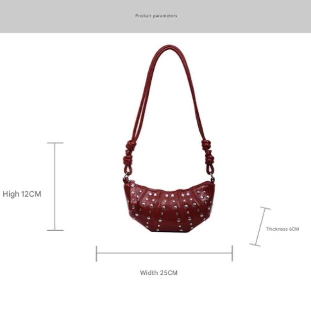 Statement Studded Crescent Handbag - Picture 8 of 9
